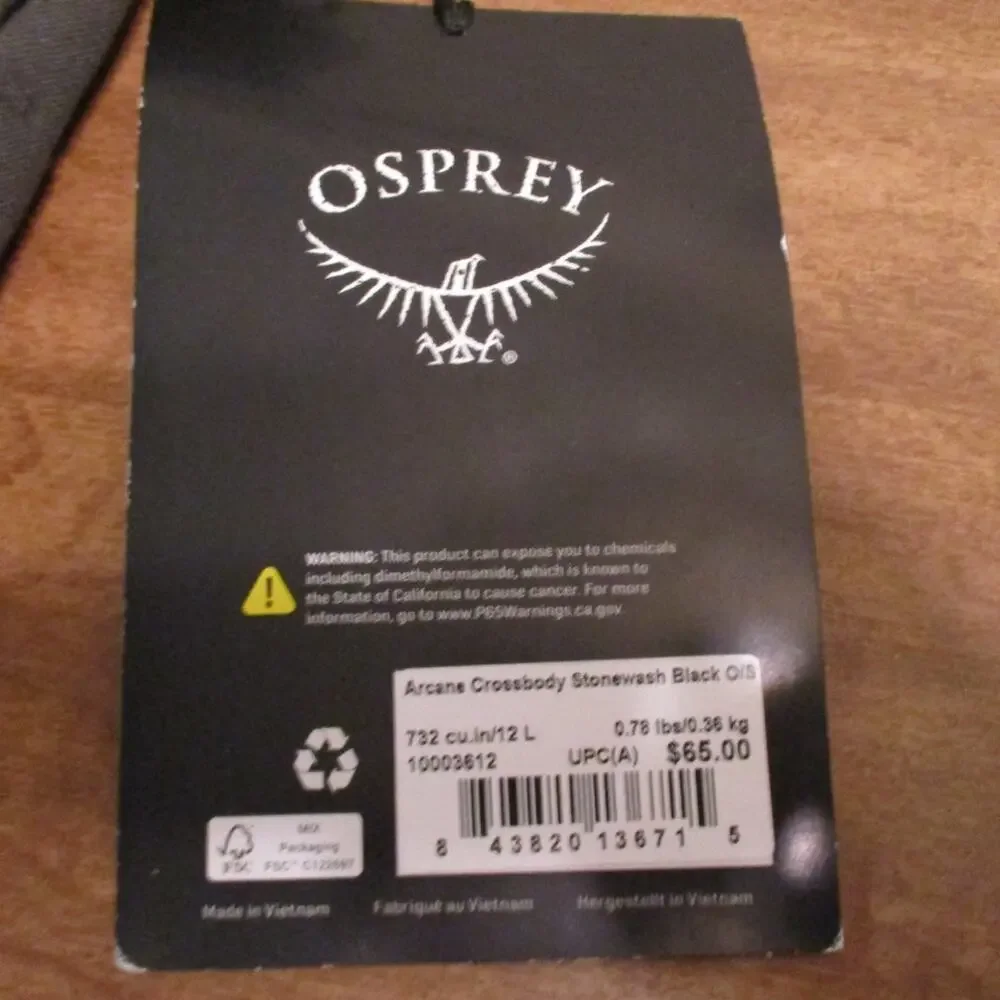 OSPREY CROSSBODY STONEWASH BLACK 12L BAG